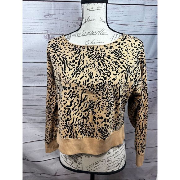 Jenni Intimates Leopard Print Cropped Sweater Top Women's XS - Picture 1 of 4